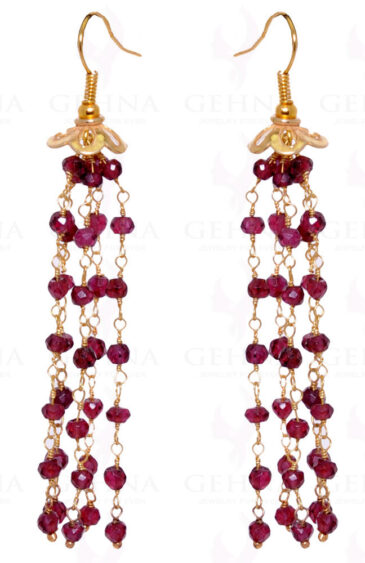 Garnet Gemstone Knotted Earrings In .925 Sterling Silver ES-1601