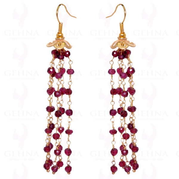 Garnet Gemstone Knotted Earrings In .925 Sterling Silver ES-1601