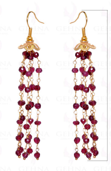 Garnet Gemstone Knotted Earrings In .925 Sterling Silver ES-1601