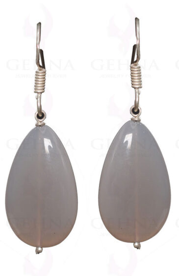 Gray Chalcedony Gemstone Earrings Made In .925 Sterling Silver ES-1602