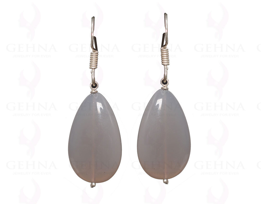 Gray Chalcedony Gemstone Earrings Made In .925 Sterling Silver ES-1602