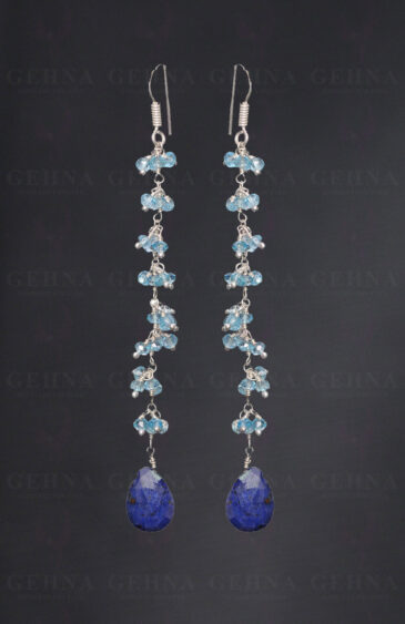 Blue Sapphire & Blue Topaz Gemstone Earrings In .925 Sterling Silver ES-1604