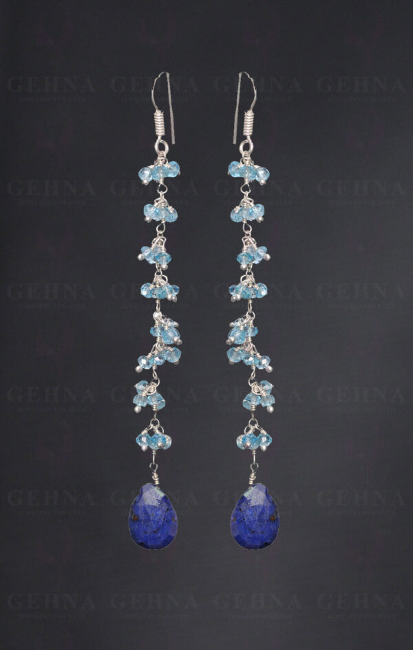 Blue Sapphire & Blue Topaz Gemstone Earrings In .925 Sterling Silver ES-1604