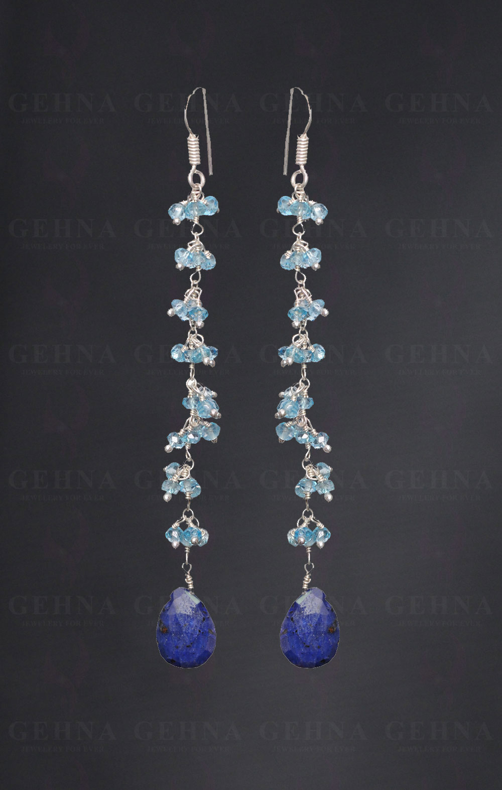 Blue Sapphire & Blue Topaz Gemstone Earrings In .925 Sterling Silver ES-1604