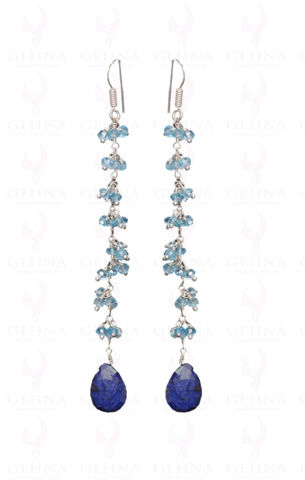 Blue Sapphire & Blue Topaz Gemstone Earrings In .925 Sterling Silver ES-1604