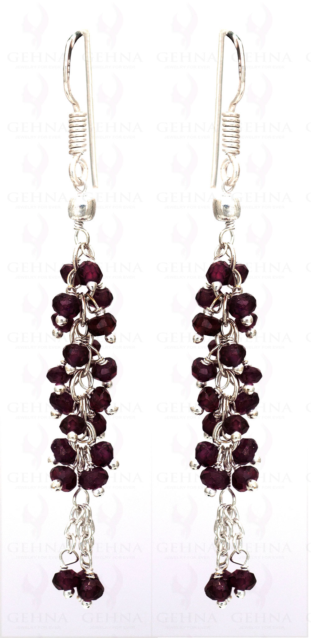 Red Garnet Gemstone Earrings In.925 Sterling Silver ES-1606