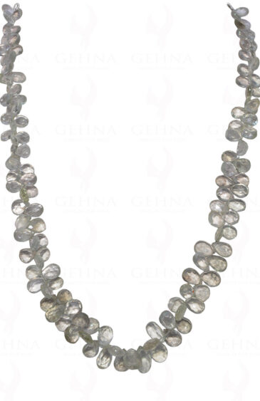 Green Amethyst Gemstone Faceted Almond Shaped Necklace NS-1606