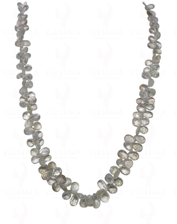 Green Amethyst Gemstone Faceted Almond Shaped Necklace NS-1606