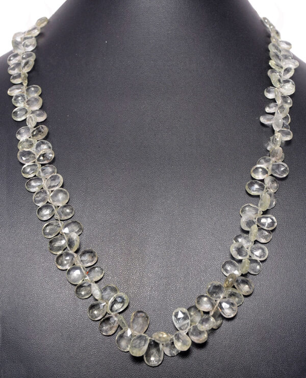 Green Amethyst Gemstone Faceted Almond Shaped Necklace NS-1606