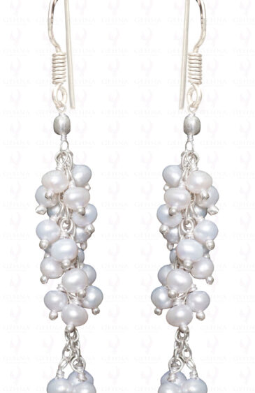 Natural Sea Water Pearl Knotted Earrings In.925 Sterling Silver ES-1607