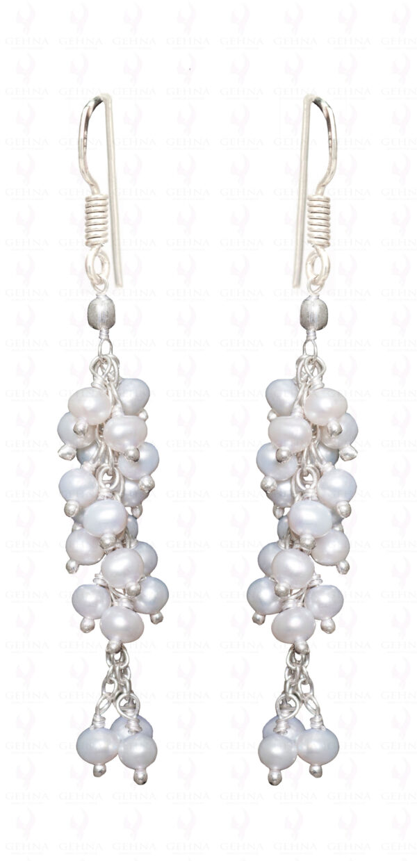 Natural Sea Water Pearl Knotted Earrings In.925 Sterling Silver ES-1607