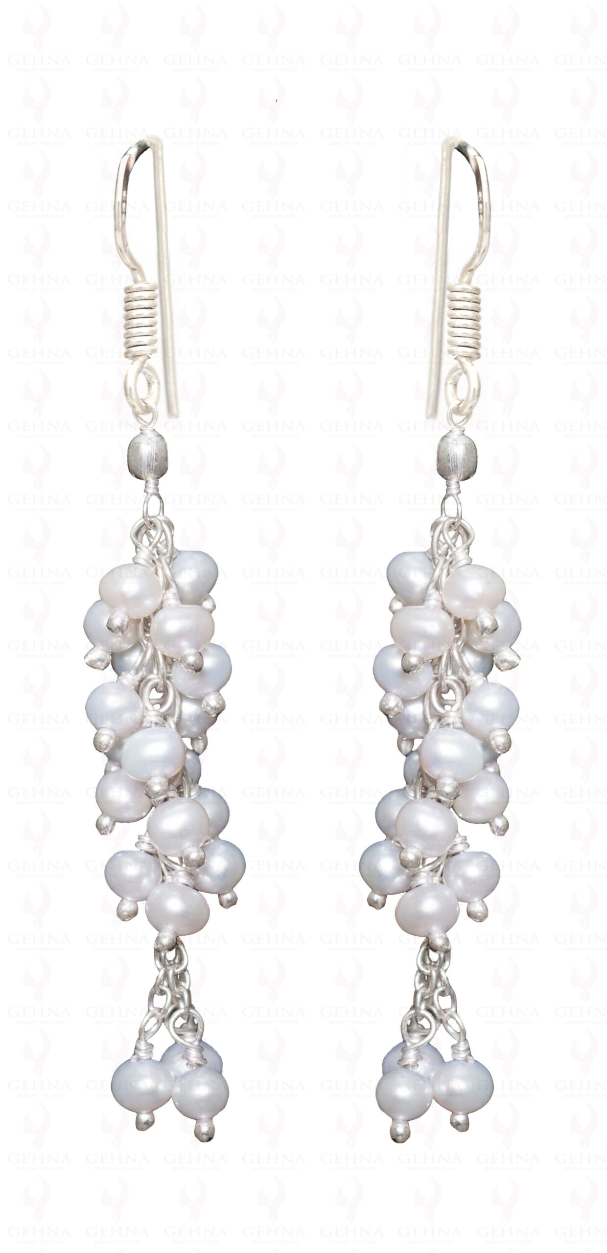 Natural Sea Water Pearl Knotted Earrings In.925 Sterling Silver ES-1607