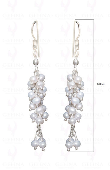 Natural Sea Water Pearl Knotted Earrings In.925 Sterling Silver ES-1607