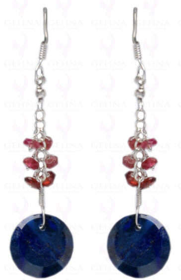 Lapis Lazuli & Garnet Gemstone Earring Made In.925 Sterling Silver ES-1609