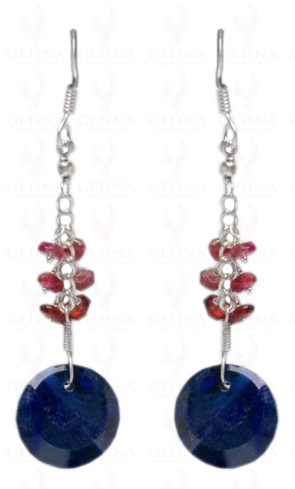 Lapis Lazuli & Garnet Gemstone Earring Made In.925 Sterling Silver ES-1609