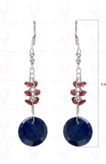 Lapis Lazuli & Garnet Gemstone Earring Made In.925 Sterling Silver ES-1609