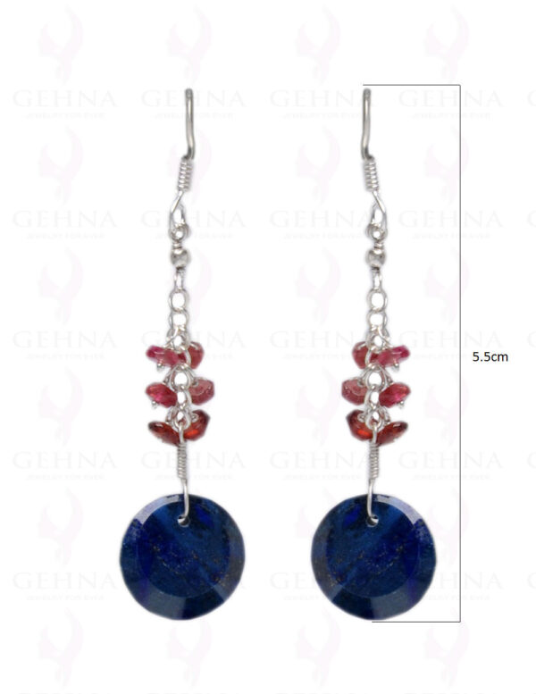 Lapis Lazuli & Garnet Gemstone Earring Made In.925 Sterling Silver ES-1609