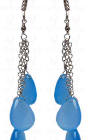 Blue Chalcedony Gemstone Almond Shape Earring Made In.925 Sterling Silver ES-1610