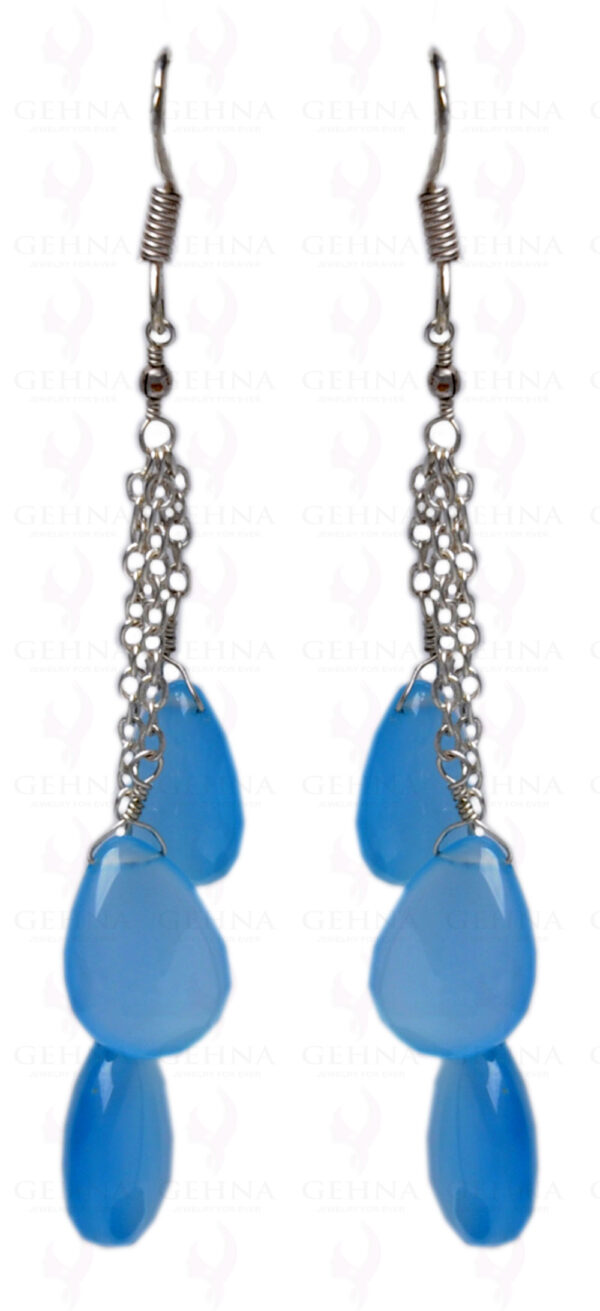 Blue Chalcedony Gemstone Almond Shape Earring Made In.925 Sterling Silver ES-1610