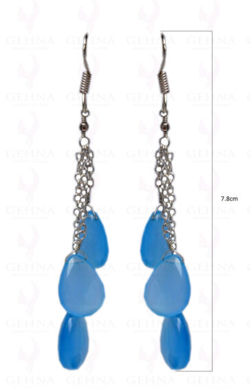 Blue Chalcedony Gemstone Almond Shape Earring Made In.925 Sterling Silver ES-1610