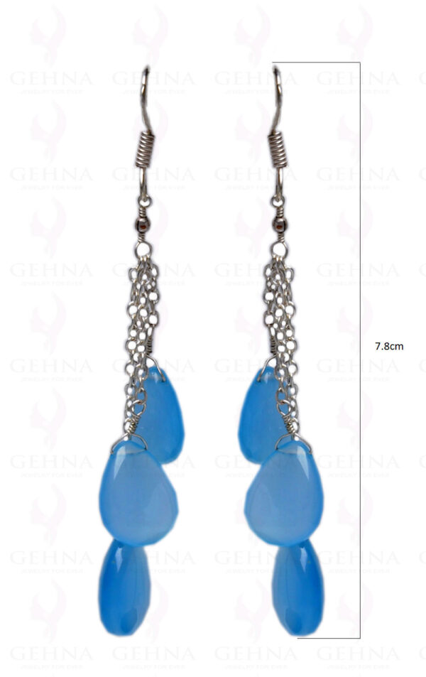 Blue Chalcedony Gemstone Almond Shape Earring Made In.925 Sterling Silver ES-1610