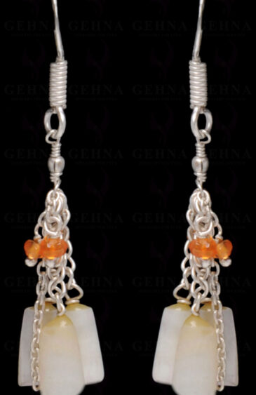 Carnelian & White Quartz Gemstone Earring Made In.925 Sterling Silver ES-1611