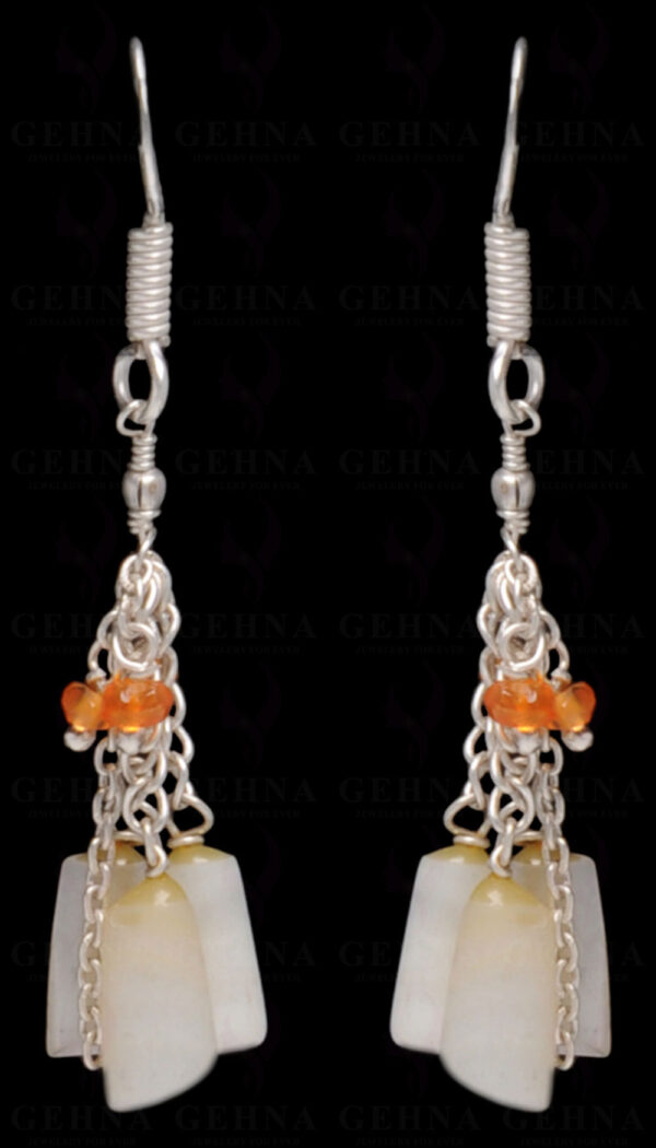 Carnelian & White Quartz Gemstone Earring Made In.925 Sterling Silver ES-1611