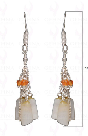 Carnelian & White Quartz Gemstone Earring Made In.925 Sterling Silver ES-1611