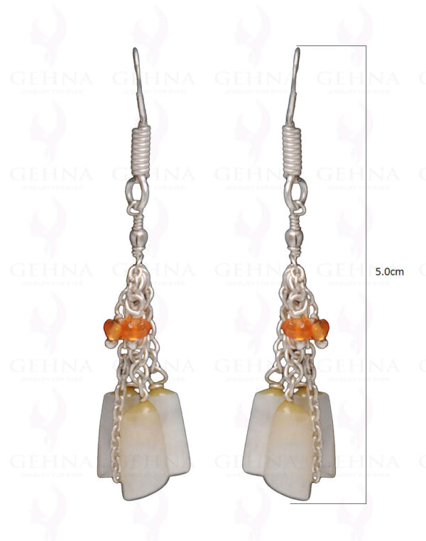 Carnelian & White Quartz Gemstone Earring Made In.925 Sterling Silver ES-1611