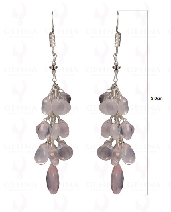 Rose Quartz Gemstone Faceted Almond Shape Earring In.925 Sterling Silver ES-1613