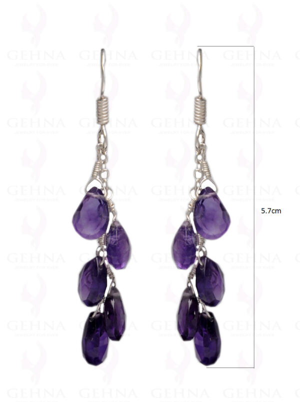 Amethyst Gemstone Faceted Almonds Shape Earring In.925 Sterling Silver ES-1615