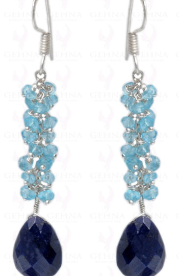 Blue Sapphire & Blue Topaz Gemstone Earring In.925 Sterling Silver ES-1618