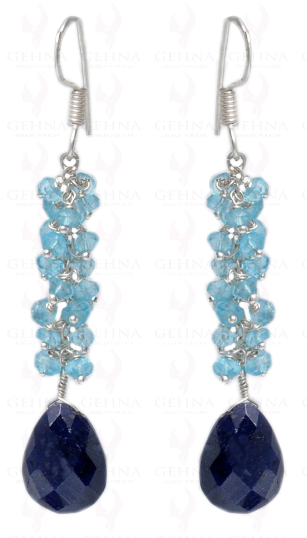 Blue Sapphire & Blue Topaz Gemstone Earring In.925 Sterling Silver ES-1618