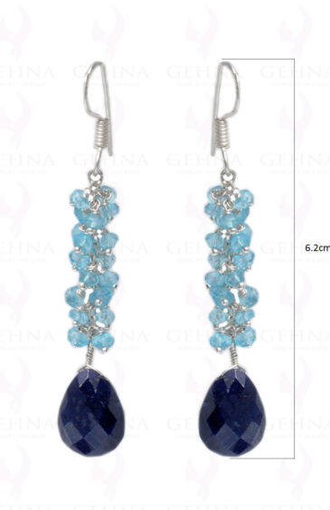 Blue Sapphire & Blue Topaz Gemstone Earring In.925 Sterling Silver ES-1618