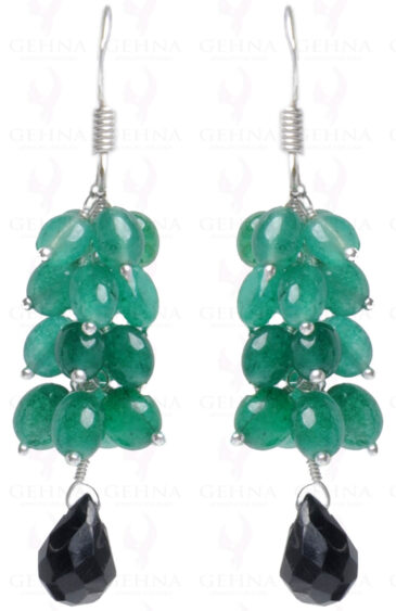 Emerald & Black Spinel Gemstone Studded Earring In.925 Sterling Silver ES-1620