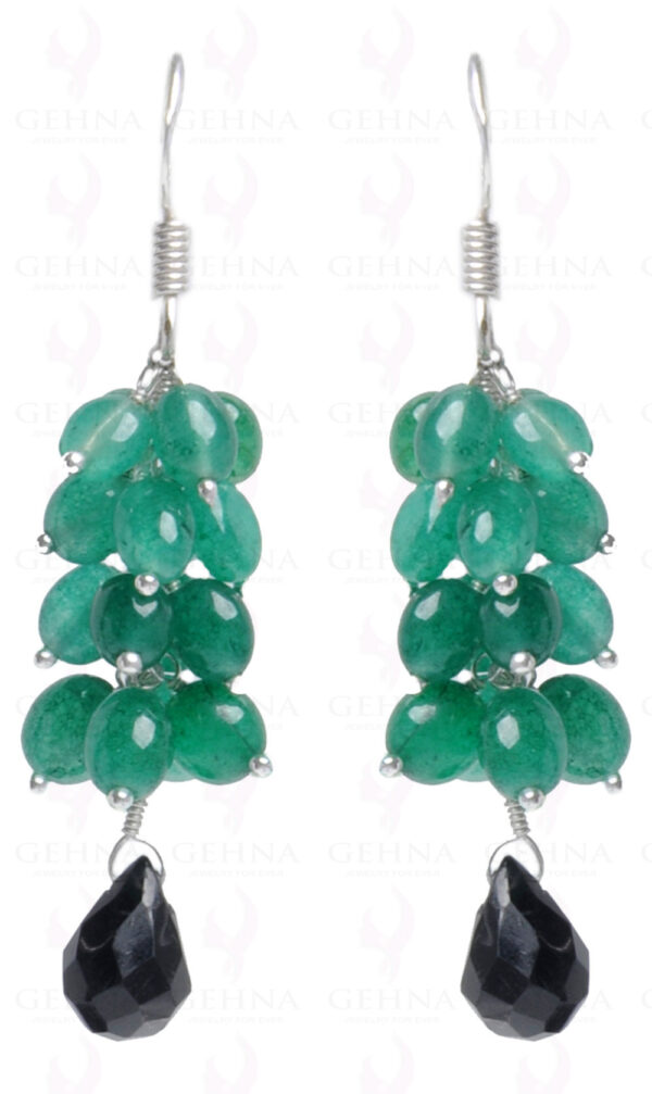 Emerald & Black Spinel Gemstone Studded Earring In.925 Sterling Silver ES-1620