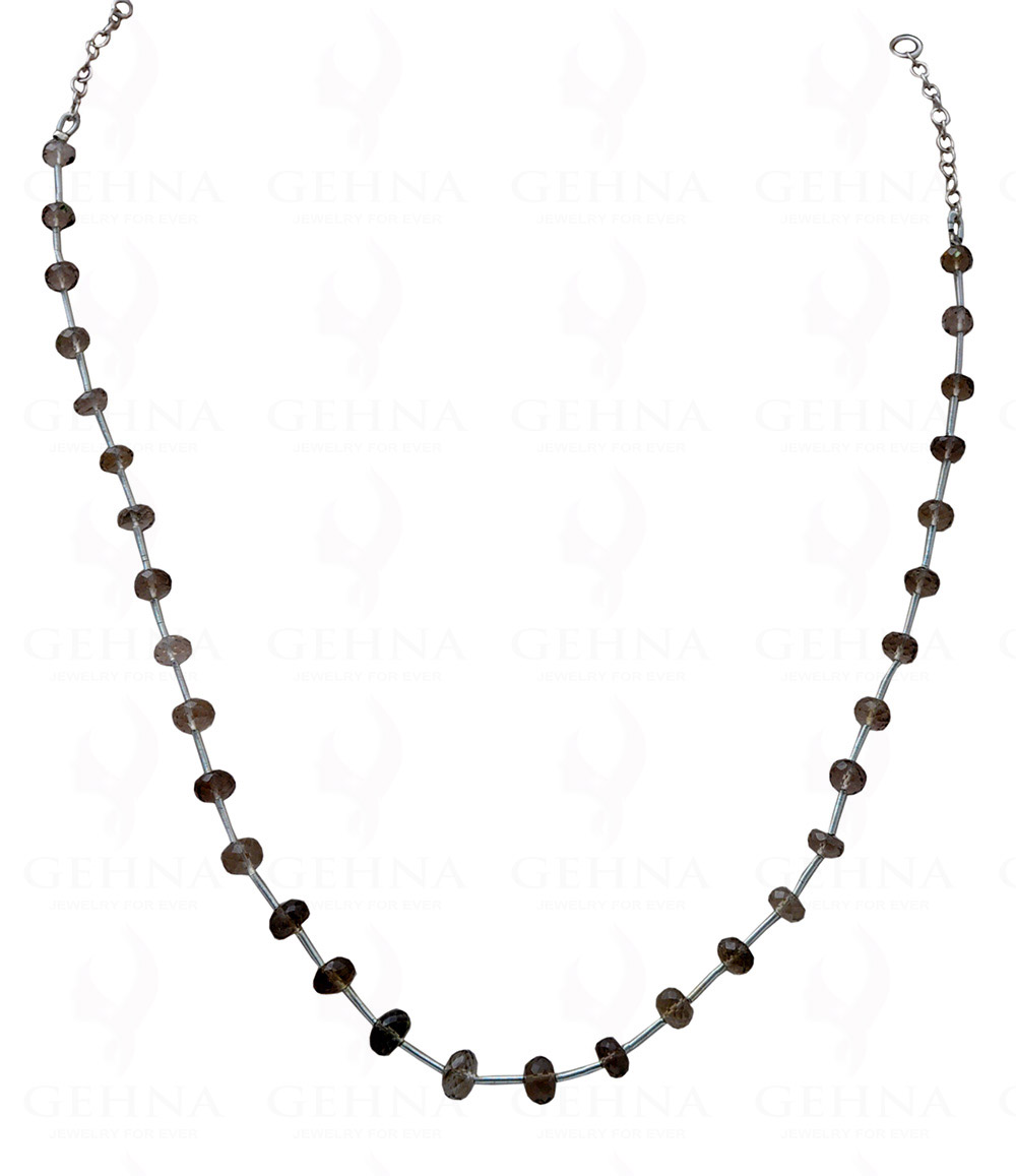 Smoky Quartz Gemstone Faceted Bead Necklace NS-1620