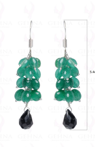 Emerald & Black Spinel Gemstone Studded Earring In.925 Sterling Silver ES-1620