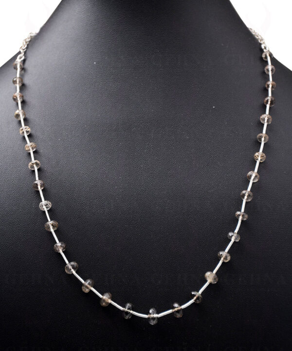 Smoky Quartz Gemstone Faceted Bead Necklace NS-1620