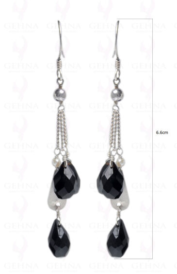 Black Spinel Gemstone Faceted Drop Shape Earring In.925 Sterling Silver ES-1621