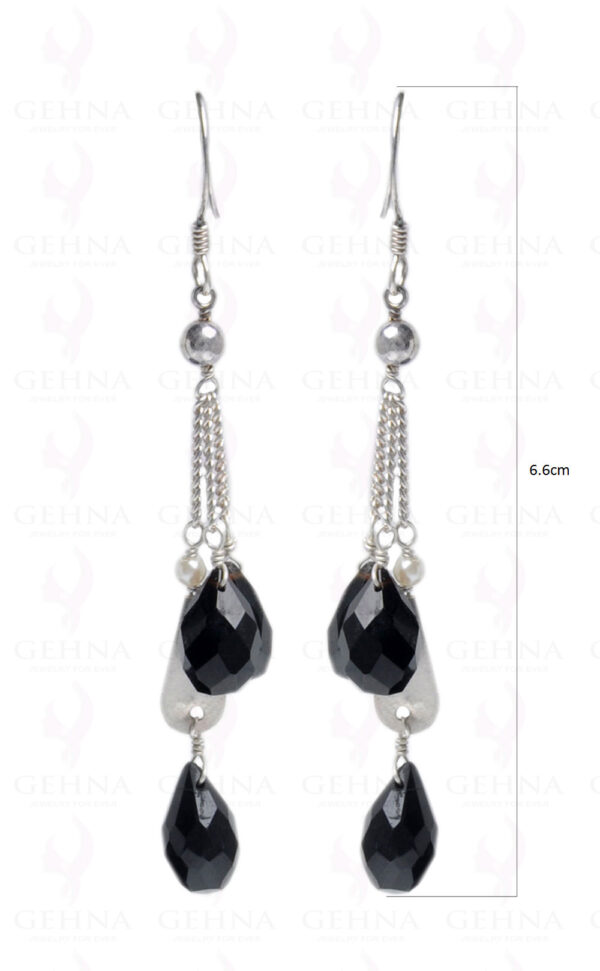 Black Spinel Gemstone Faceted Drop Shape Earring In.925 Sterling Silver ES-1621