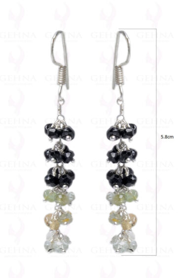 Black Spinel & Peridot Faceted Gemstone Earring In.925 Sterling Silver ES-1622