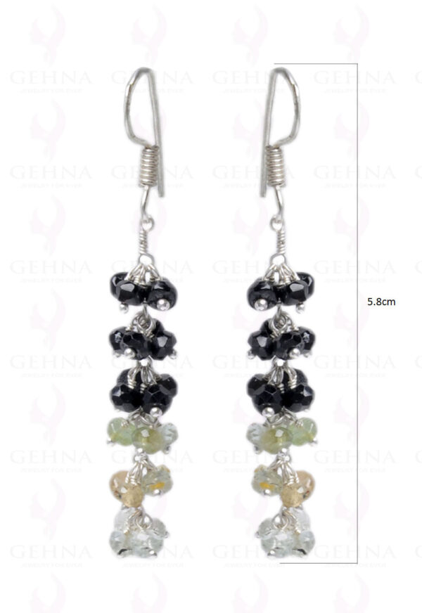 Black Spinel & Peridot Faceted Gemstone Earring In.925 Sterling Silver ES-1622