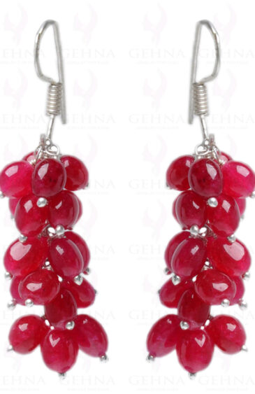 Ruby Gemstone Oval Shape Earring Made In.925 Sterling Silver ES-1624