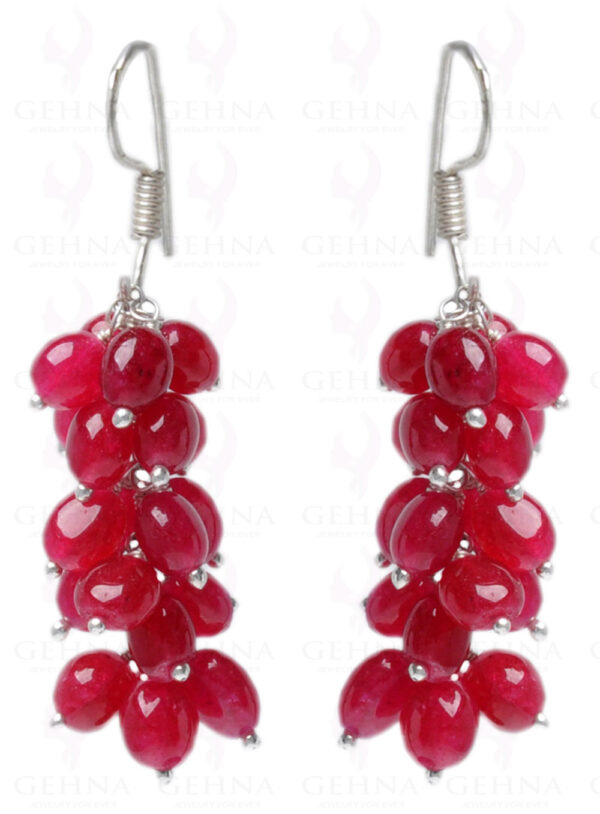 Ruby Gemstone Oval Shape Earring Made In.925 Sterling Silver ES-1624