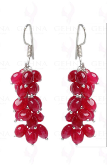 Ruby Gemstone Oval Shape Earring Made In.925 Sterling Silver ES-1624