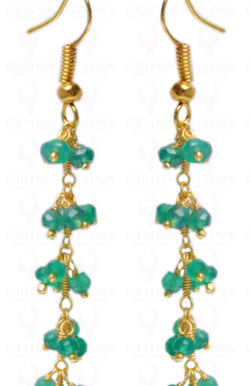 Green Onyx Gemstone Studded Baed Earring Made In.925 Sterling Silver ES-1626