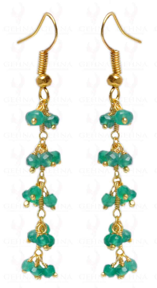 Green Onyx Gemstone Studded Baed Earring Made In.925 Sterling Silver ES-1626