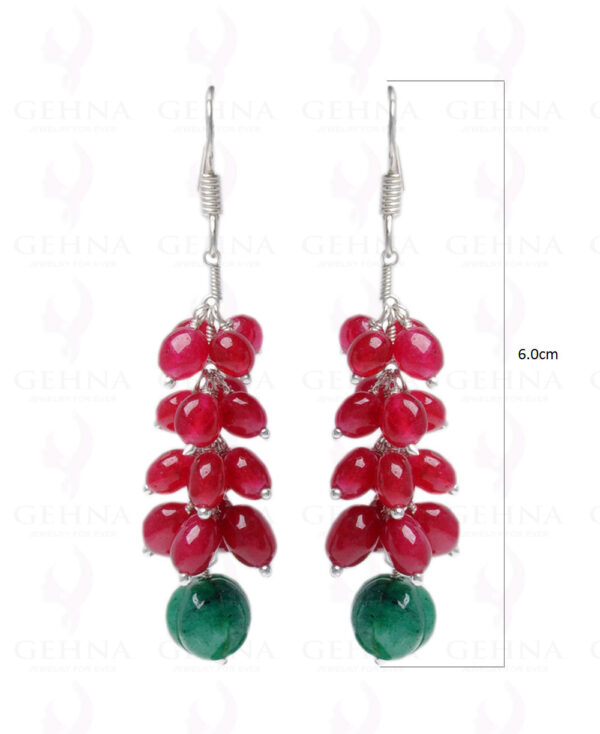 Emerald & Ruby Gemstone Studded Earring Made In.925 Silver Overlay ES-1627