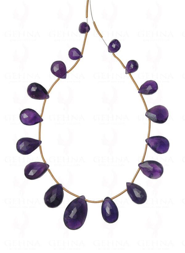 17 Loose Pieces of Amethyst Gemstone Faceted Almond Shaped NS-1629